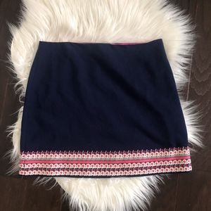 Vineyard Vines Navy A-Line Skirt with Pink Accents
